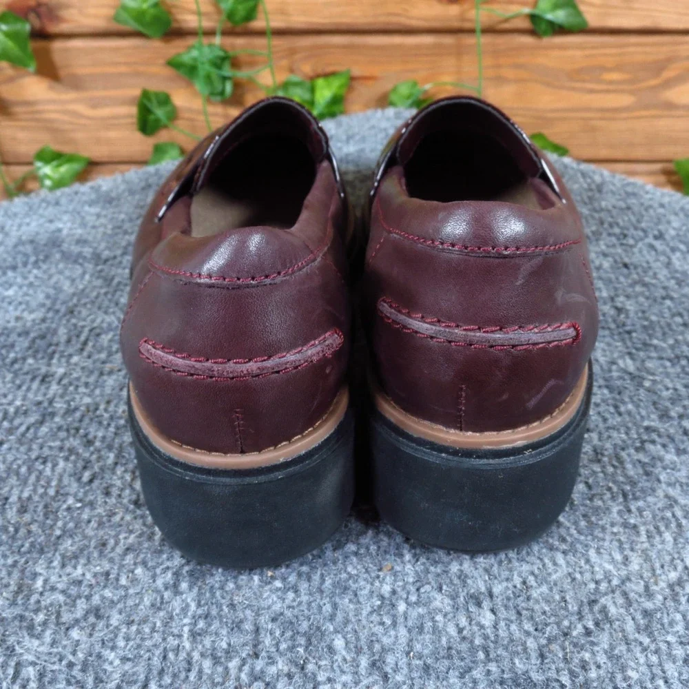 Clarks Sharon Gracie Women Penny Loafer 6.5 Comfort Work Shoe Burgundy Leather